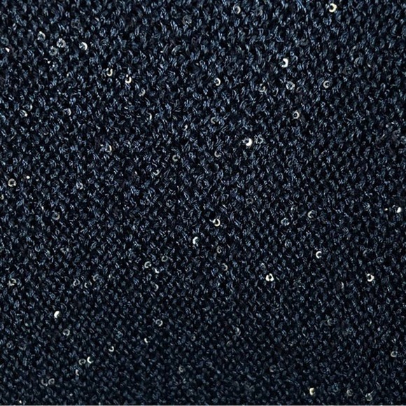 Soho Sweater Womens Small Blue Sparkle Back Tie Scoop 3/4 Sleeve - Picture 3 of 6